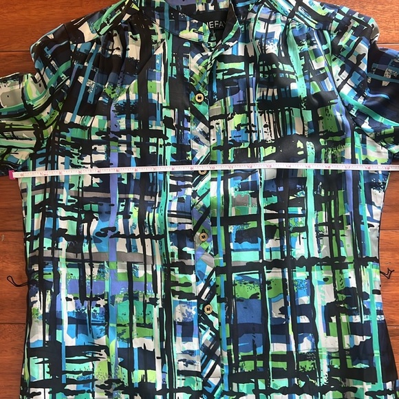 Leslie Fay Modest Long Sleeve Belted Duster Shirt Dress Abstract Geometric Sz 8 - Picture 8 of 10